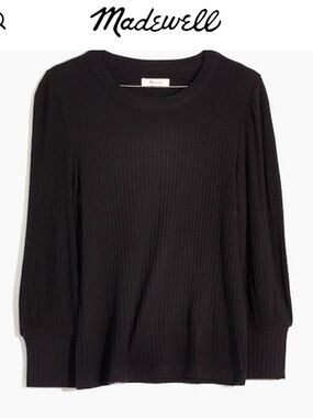Brushed Rib Pleat-Sleeve Top XS